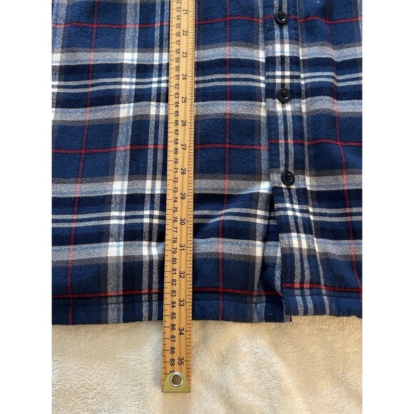 LL Bean Men Shirt Large Tall Sherpa Lined Flannel Traditional Fit Jacket Shacket - Picture 5 of 12
